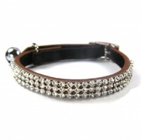 Diamond Jewel Leather Cat Collar